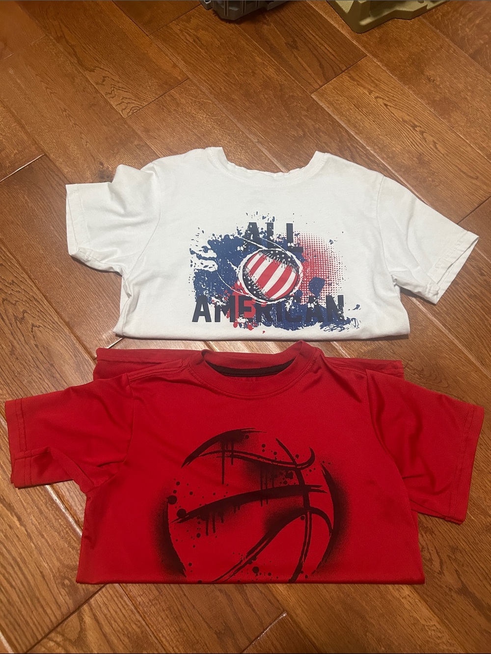 bcg White Graphic Tee & bcg Red Basketball Tee - Kids Short Sleeve Pack
